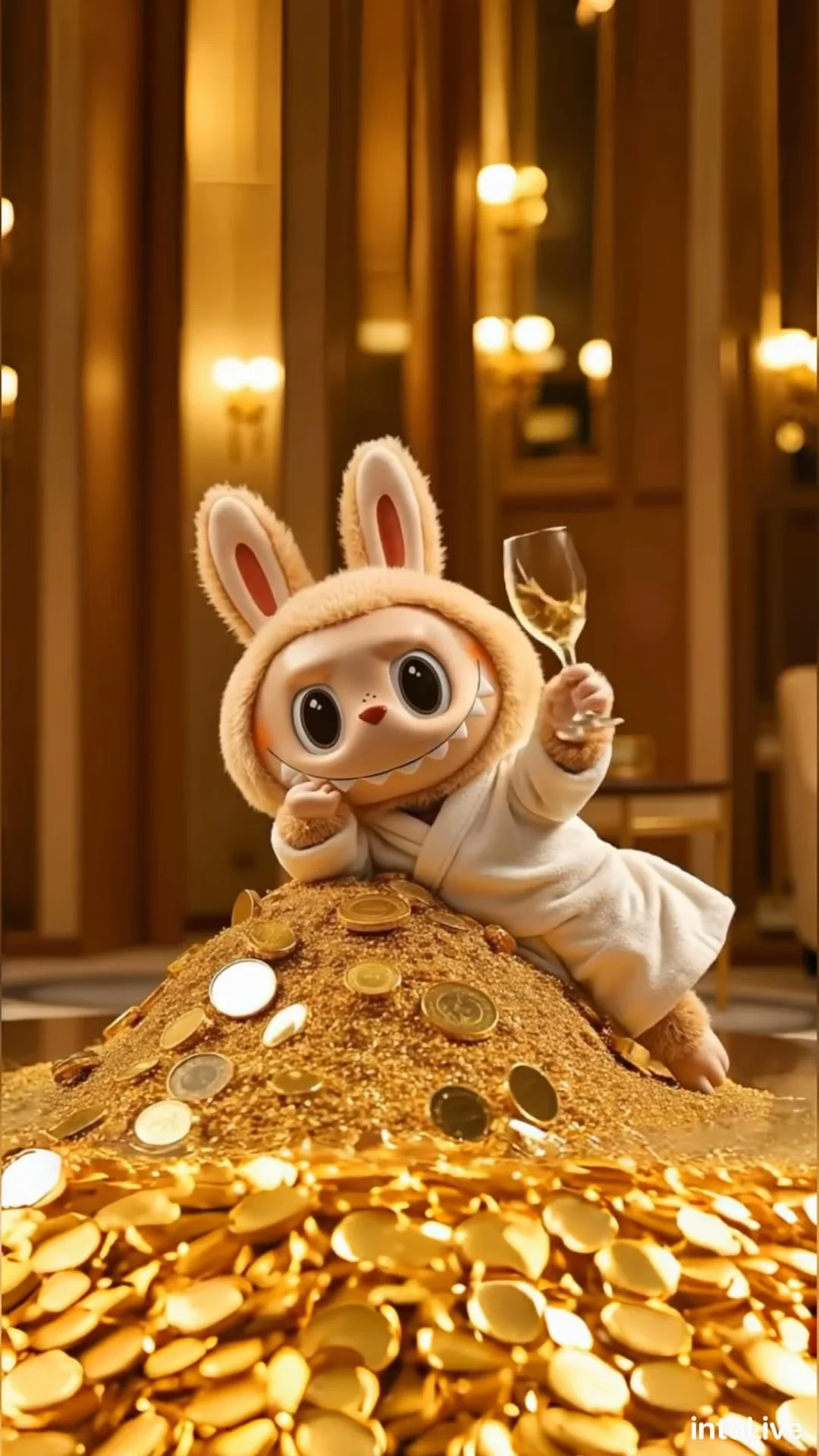 金币labubu壁纸 祝各位宝子们早日暴富