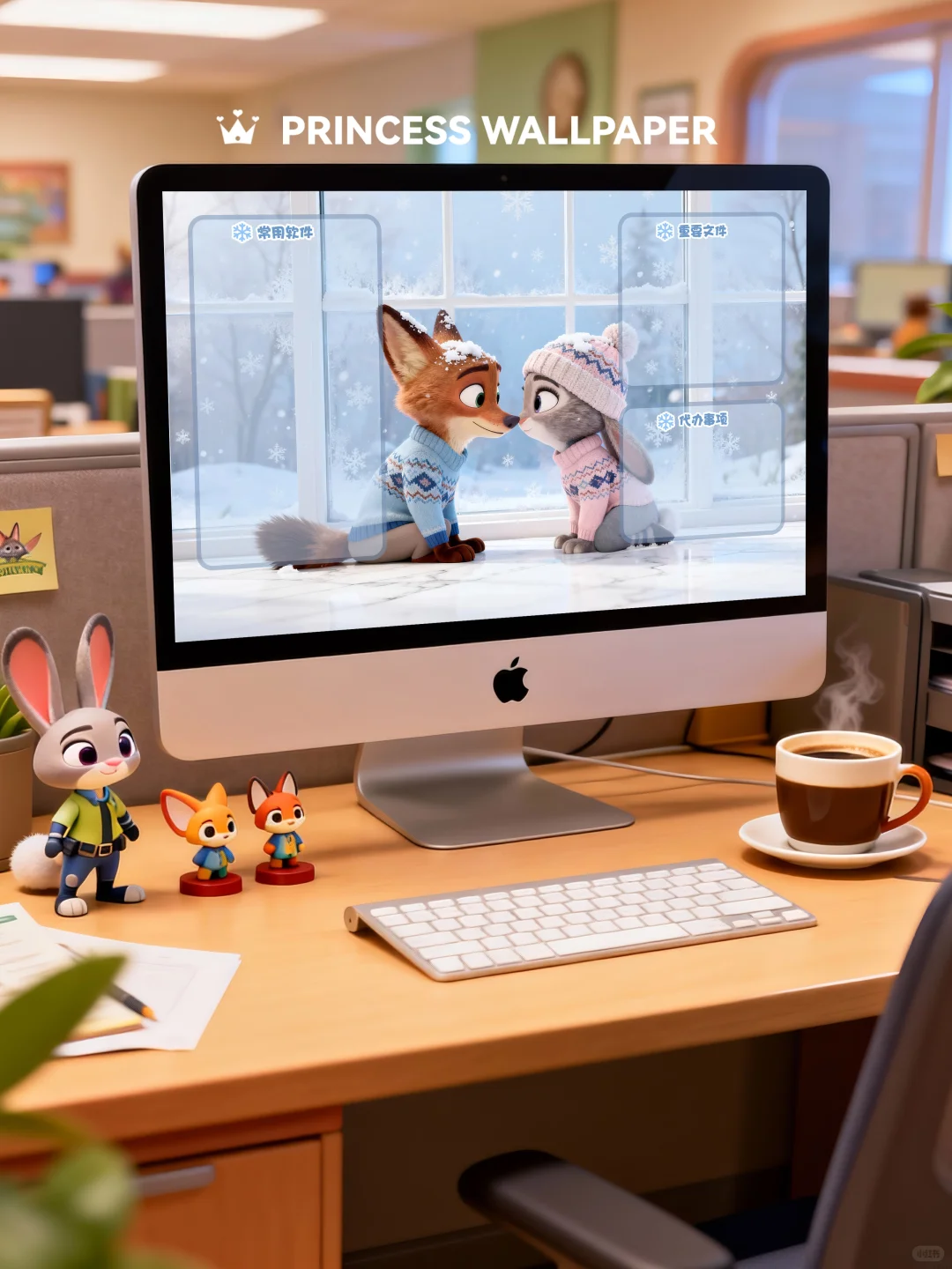 1201#🦊🐰疯狂动物城窗外的雪景❄️电脑壁纸