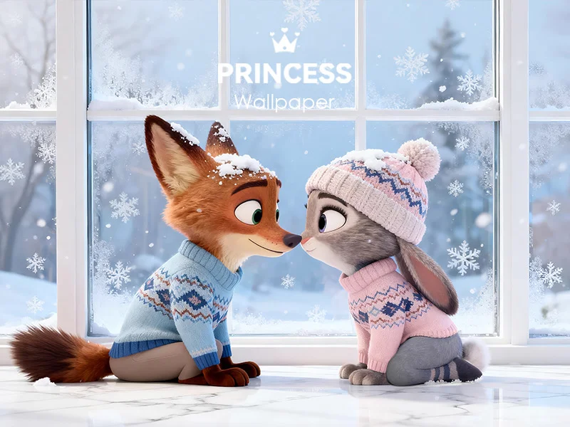 1201#🦊🐰疯狂动物城窗外的雪景❄️电脑壁纸