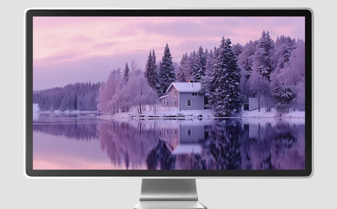 159＃冬日的粉调雪山湖景手机平板电脑壁纸