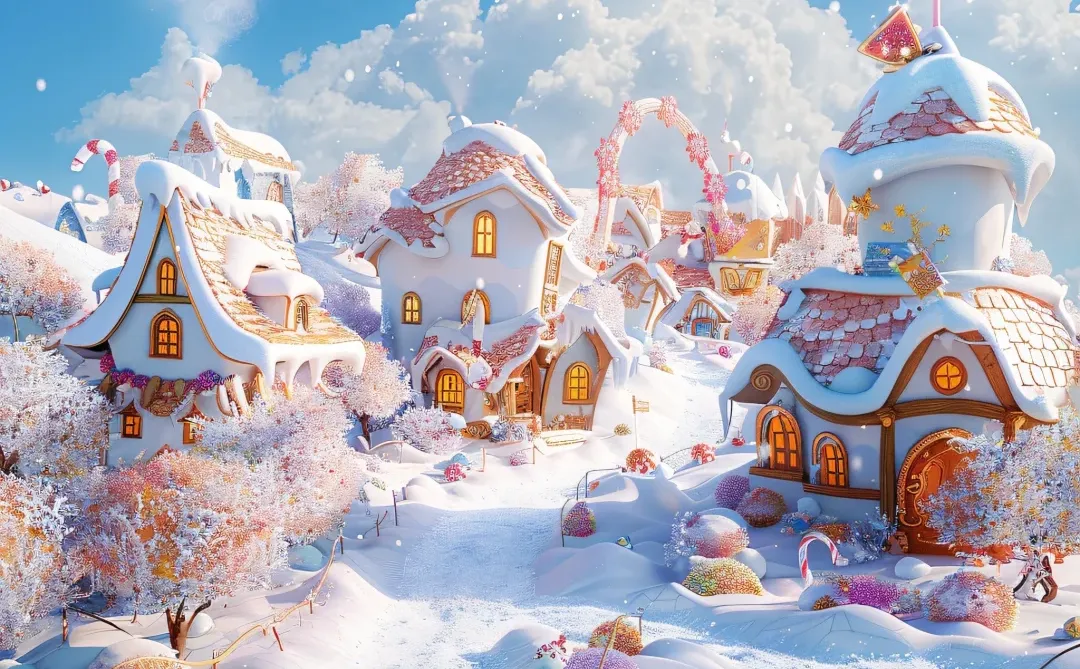 桌面壁纸～被这片粉色童话小镇治愈了～