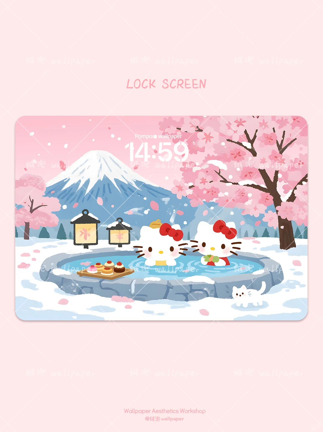 211·hellokitty🌸粉色富士山·平板壁纸