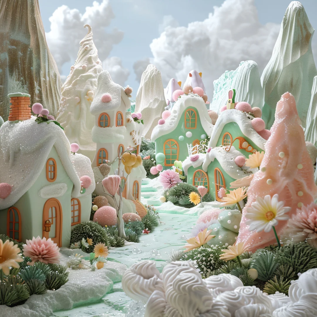 桌面壁纸～被这片粉色童话小镇治愈了～