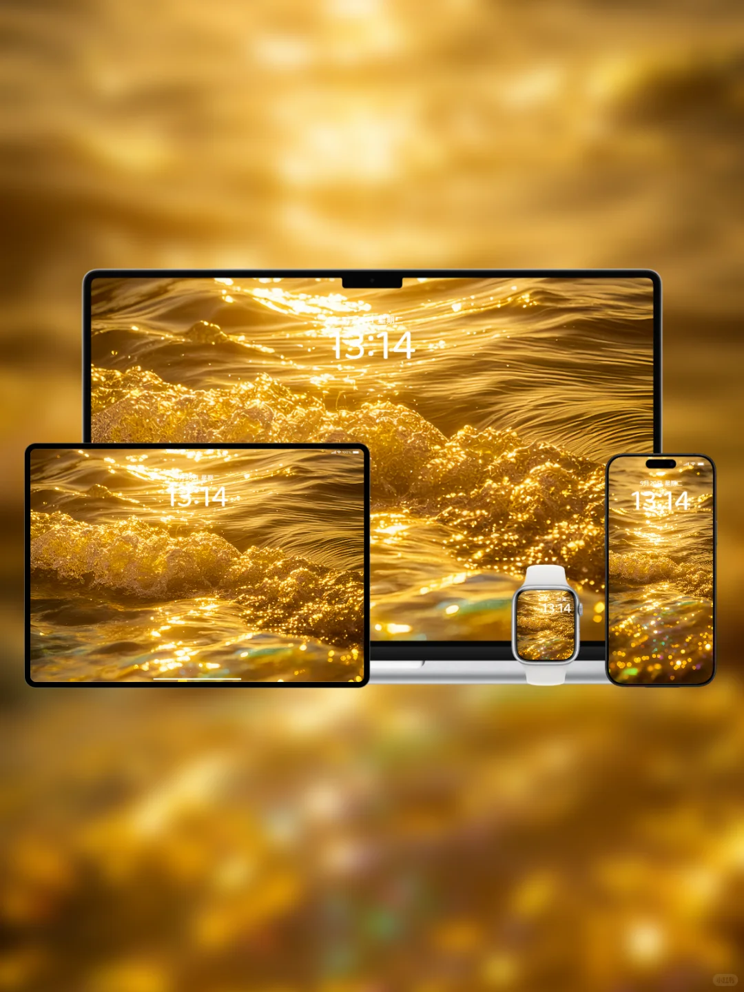 发光壁纸喜金水屏保高饱和金色手机三端通用