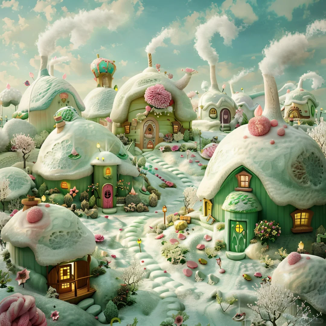 桌面壁纸～被这片粉色童话小镇治愈了～