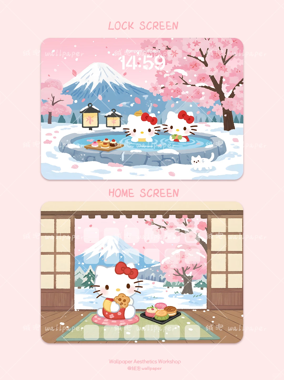 211·hellokitty🌸粉色富士山·平板壁纸