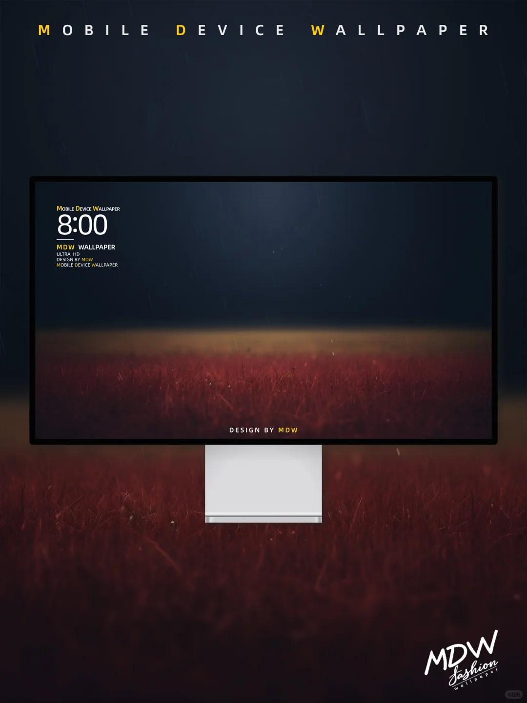 6K通用高清壁纸｜雨中的红色草坪｜492