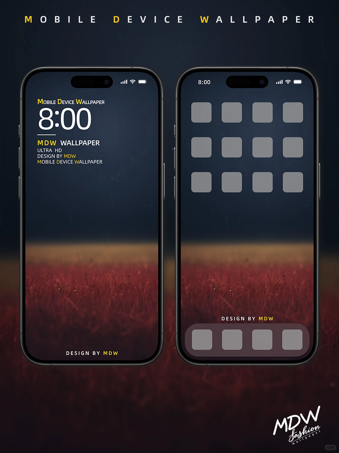 6K通用高清壁纸｜雨中的红色草坪｜492