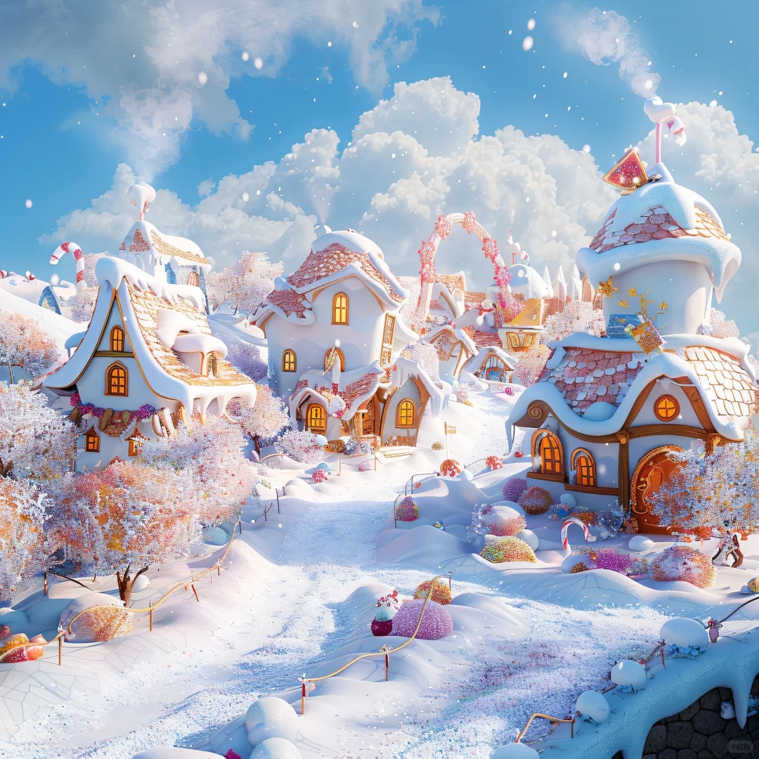 桌面壁纸～被这片粉色童话小镇治愈了～