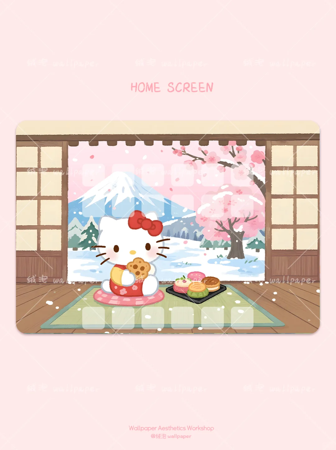 211·hellokitty🌸粉色富士山·平板壁纸