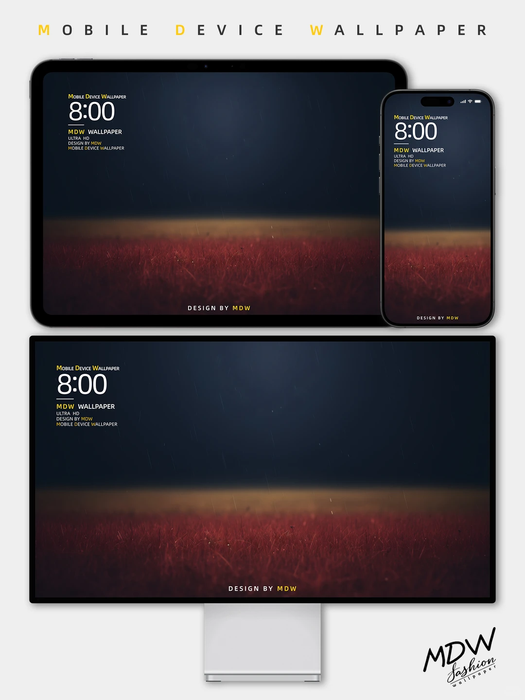 6K通用高清壁纸｜雨中的红色草坪｜492