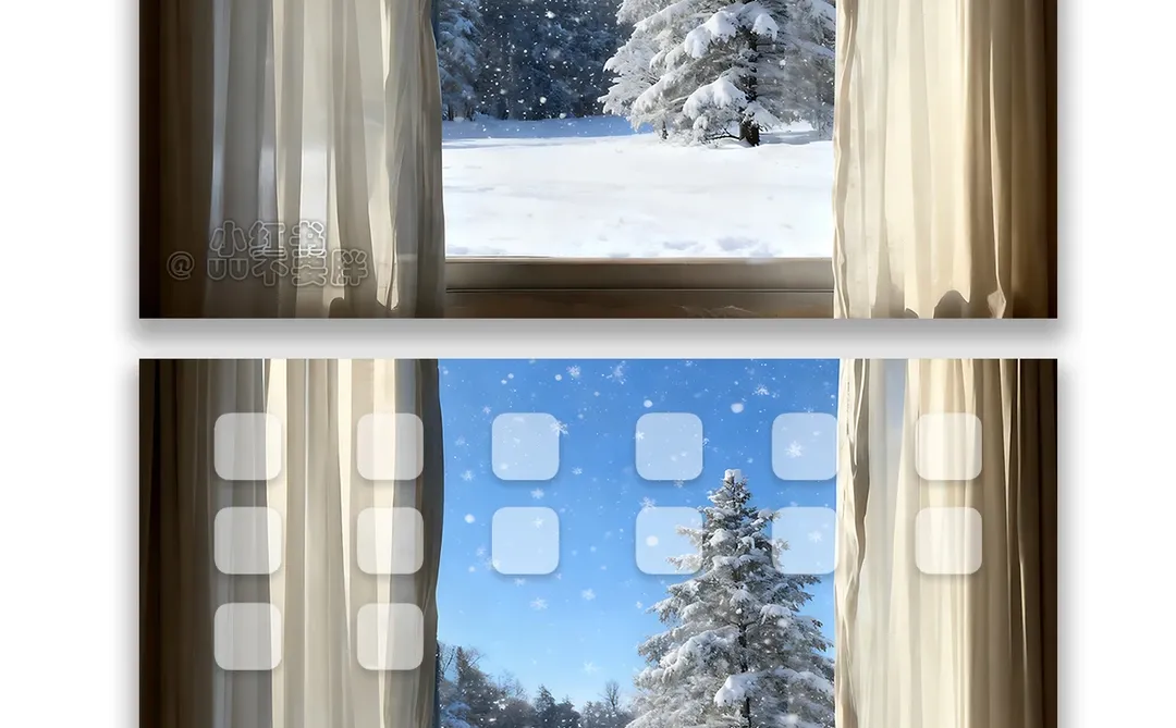 Z172 冬天氛围感拉满的壁纸｜窗外雪景壁纸