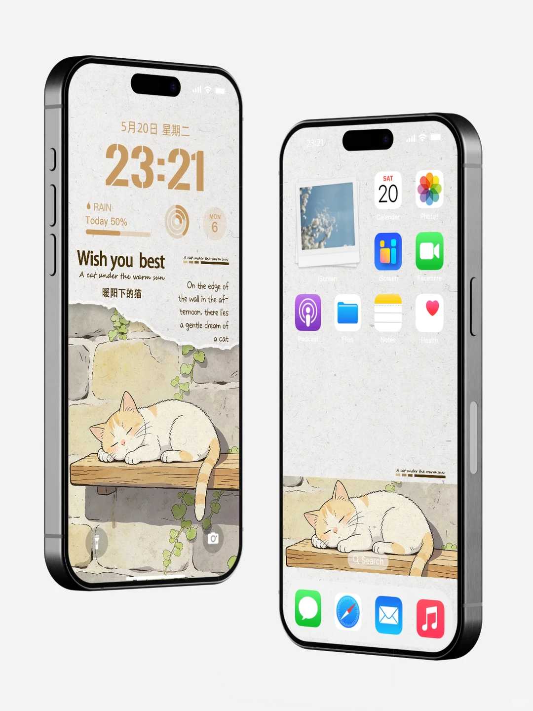 暖阳下的猫★治愈手机壁纸