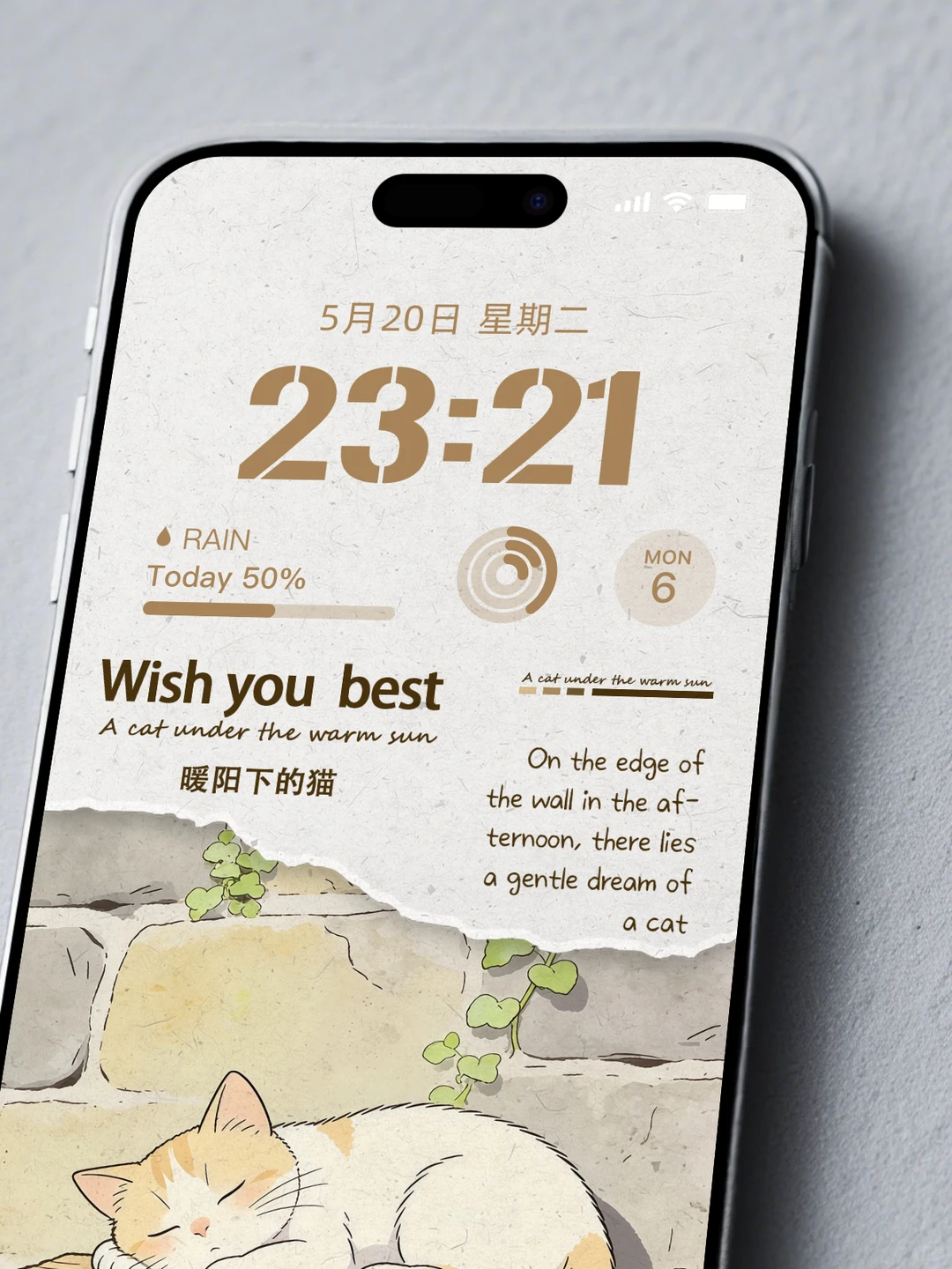 暖阳下的猫★治愈手机壁纸