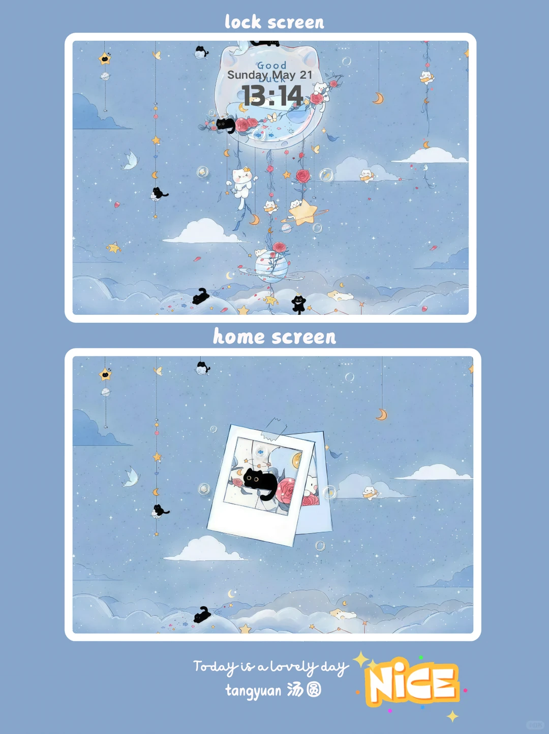 03/蓝调猫咪壁纸｜iPad坠入云端的浪漫