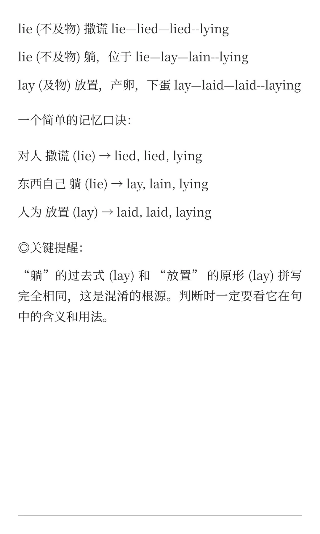 Lie的两层意思&Lay 的意思都是什么呢？