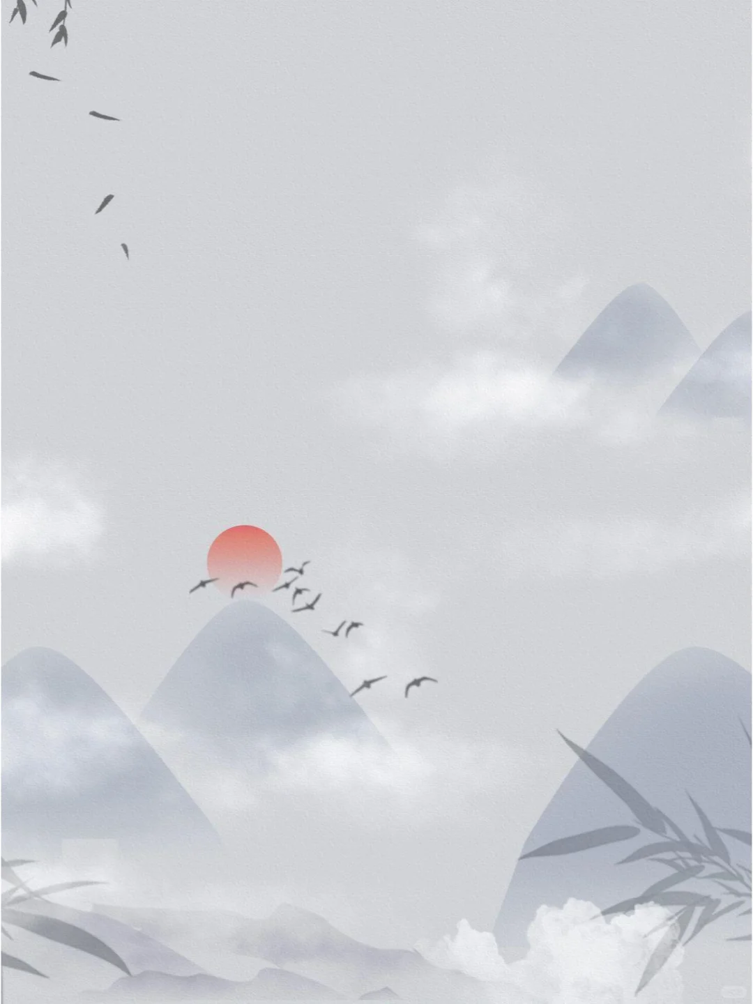 复古古风背景｜水墨背景素材｜山水花背景｜