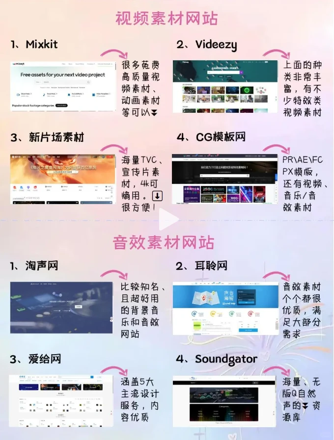 学剪辑请疯狂关注这些网站