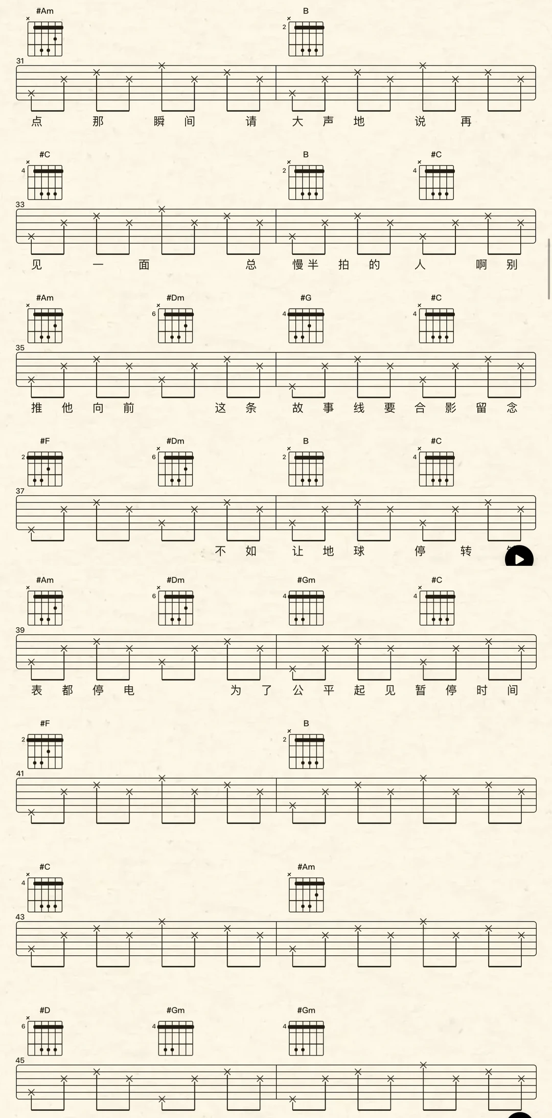 截图做了《搞摇汞》图片版的吉他谱