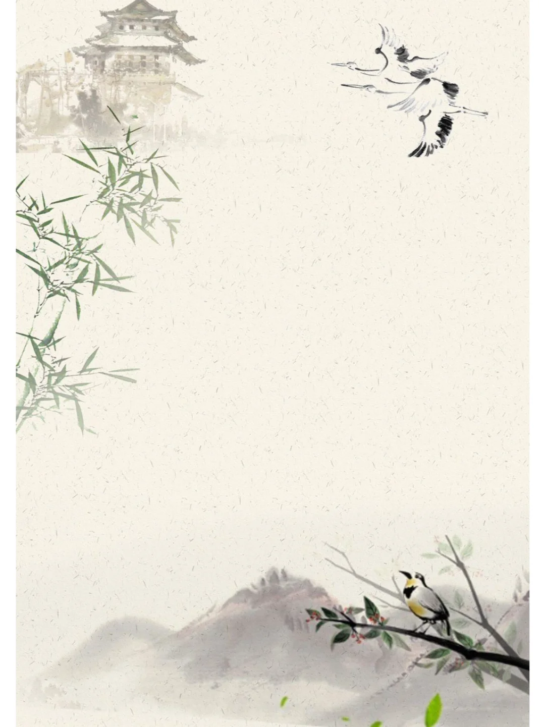 复古古风背景｜水墨背景素材｜山水花背景｜