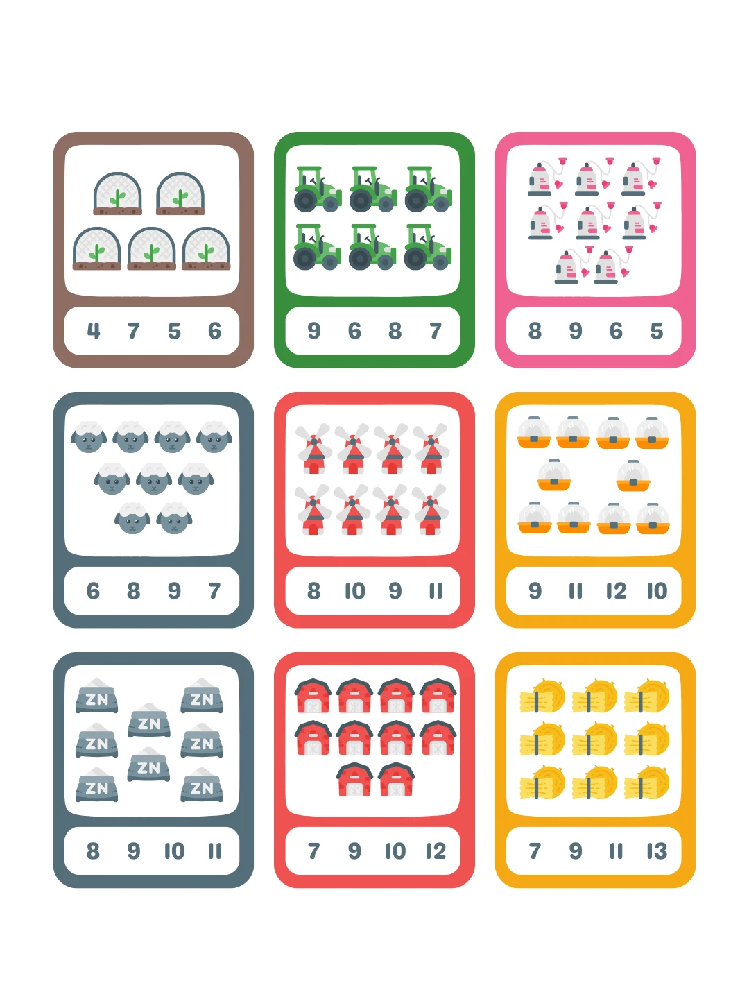 🆓免费资源下载｜3-4岁彩色农场计数闪卡