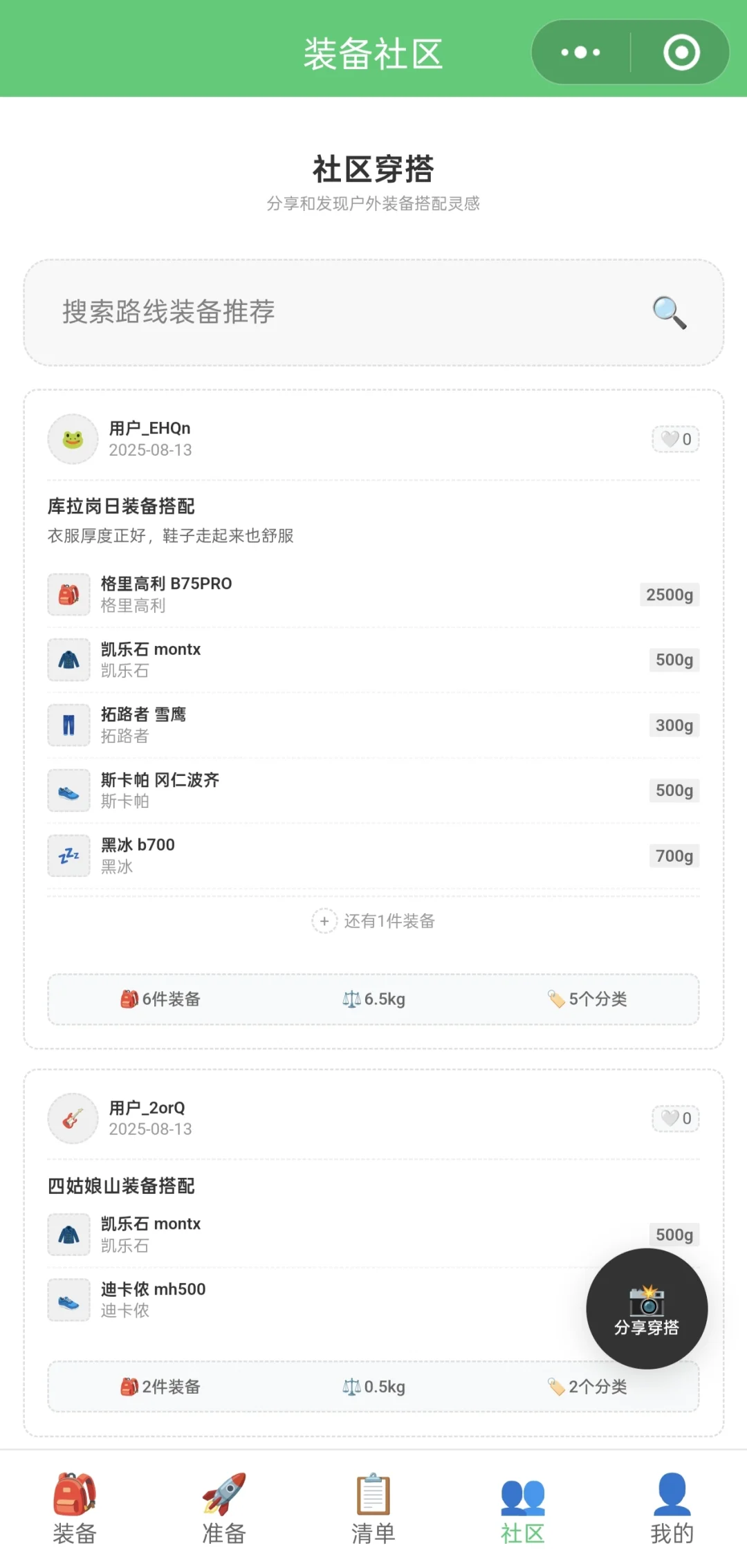 徒步装备清单工具来了！