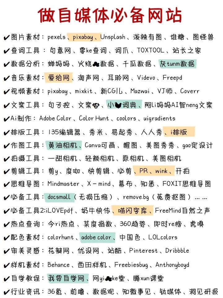 自媒体人收藏！20+类必备工具网站