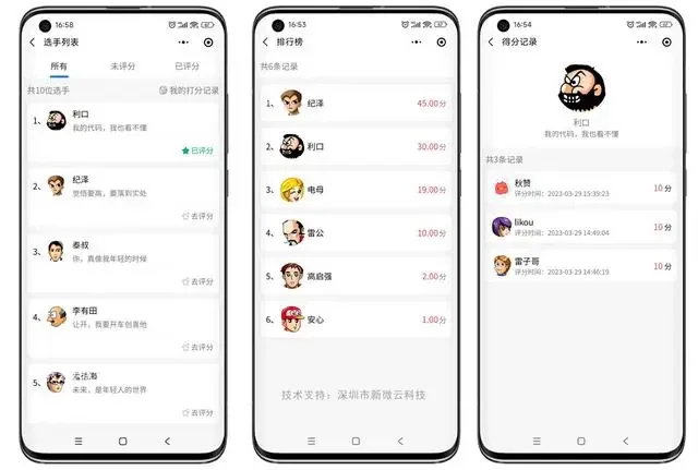 部门考核打分表年度员工互评打分小程序系统