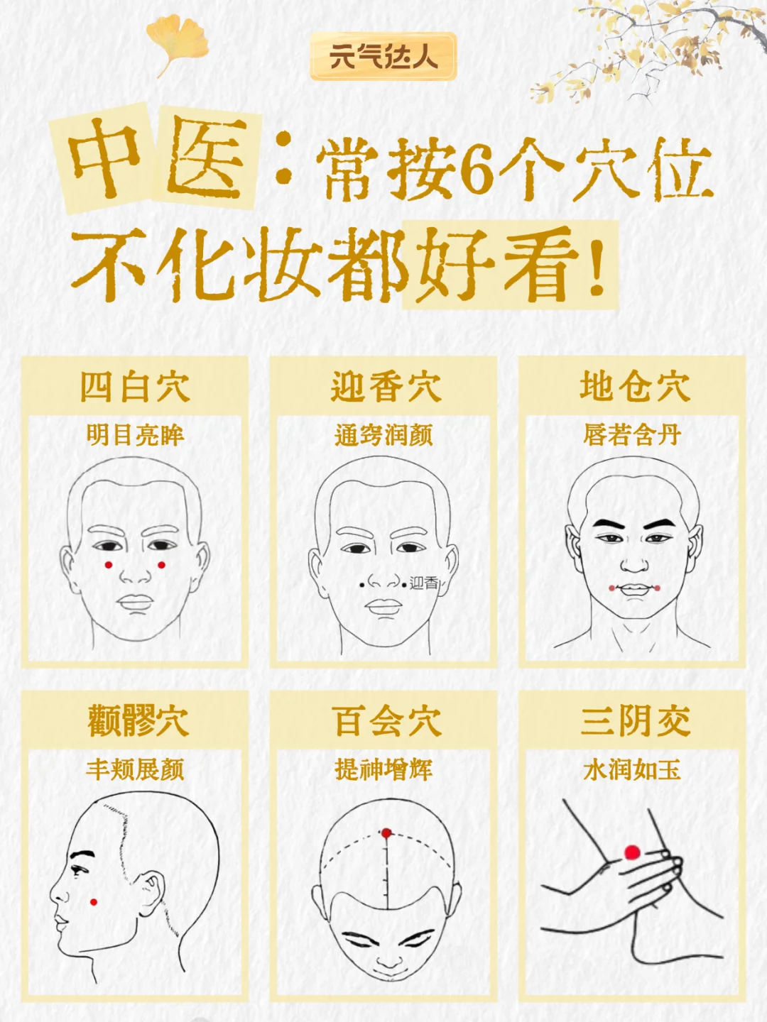 中医：常按这6个穴位，不化妆都好看！