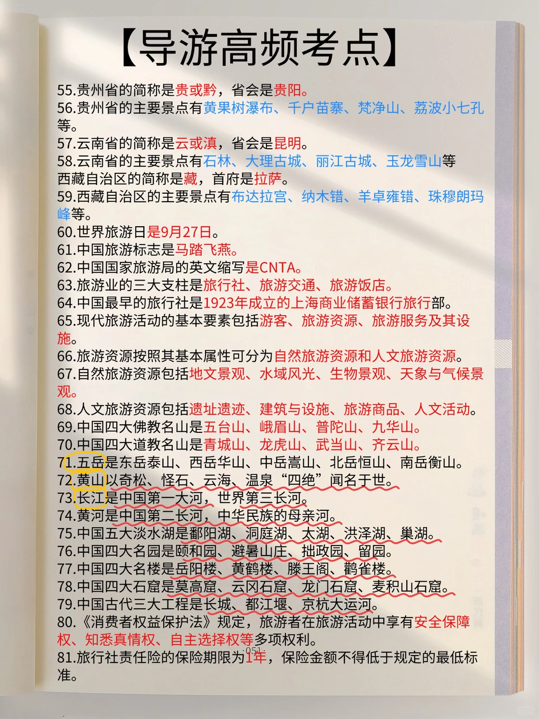 11.22导游资格证，100个高频考点，熬夜背❗