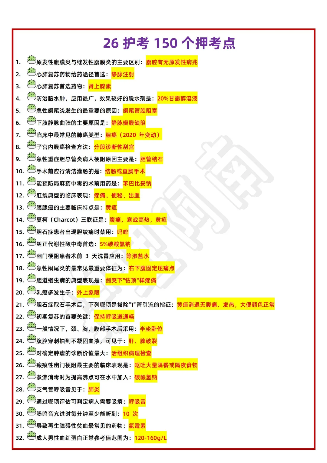 26护考速记🔥8大知识点➕思维导图