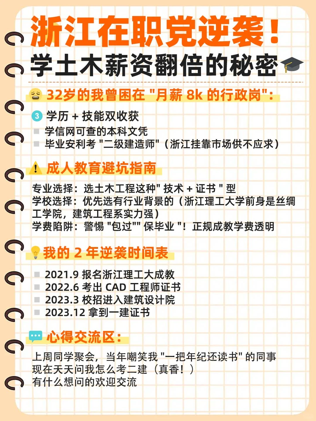 浙江在职党逆袭！学土木薪资翻倍的秘密🎓