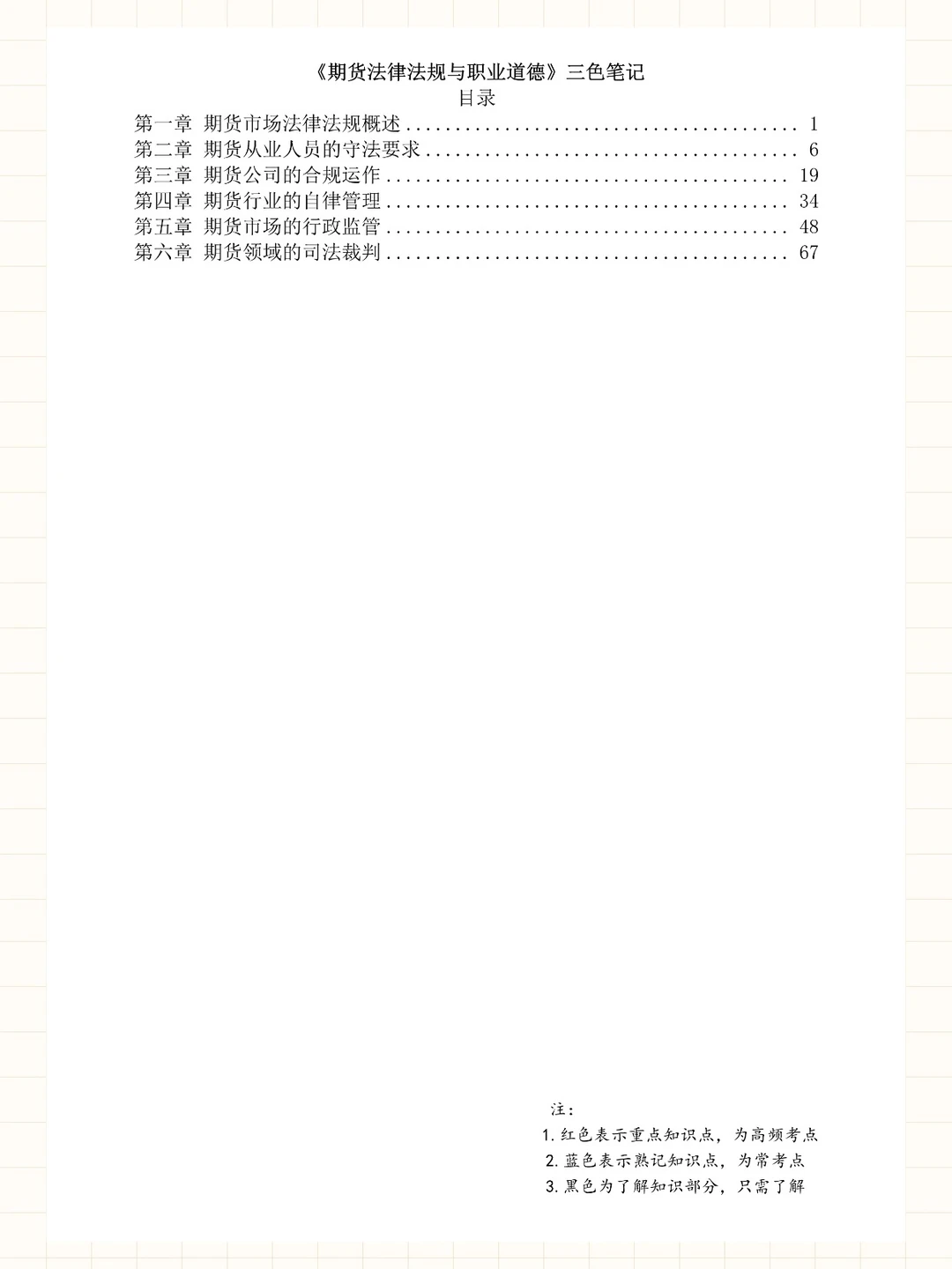 期货从业资格 法律法规 精选三色笔记
