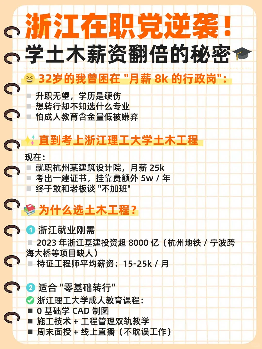 浙江在职党逆袭！学土木薪资翻倍的秘密🎓