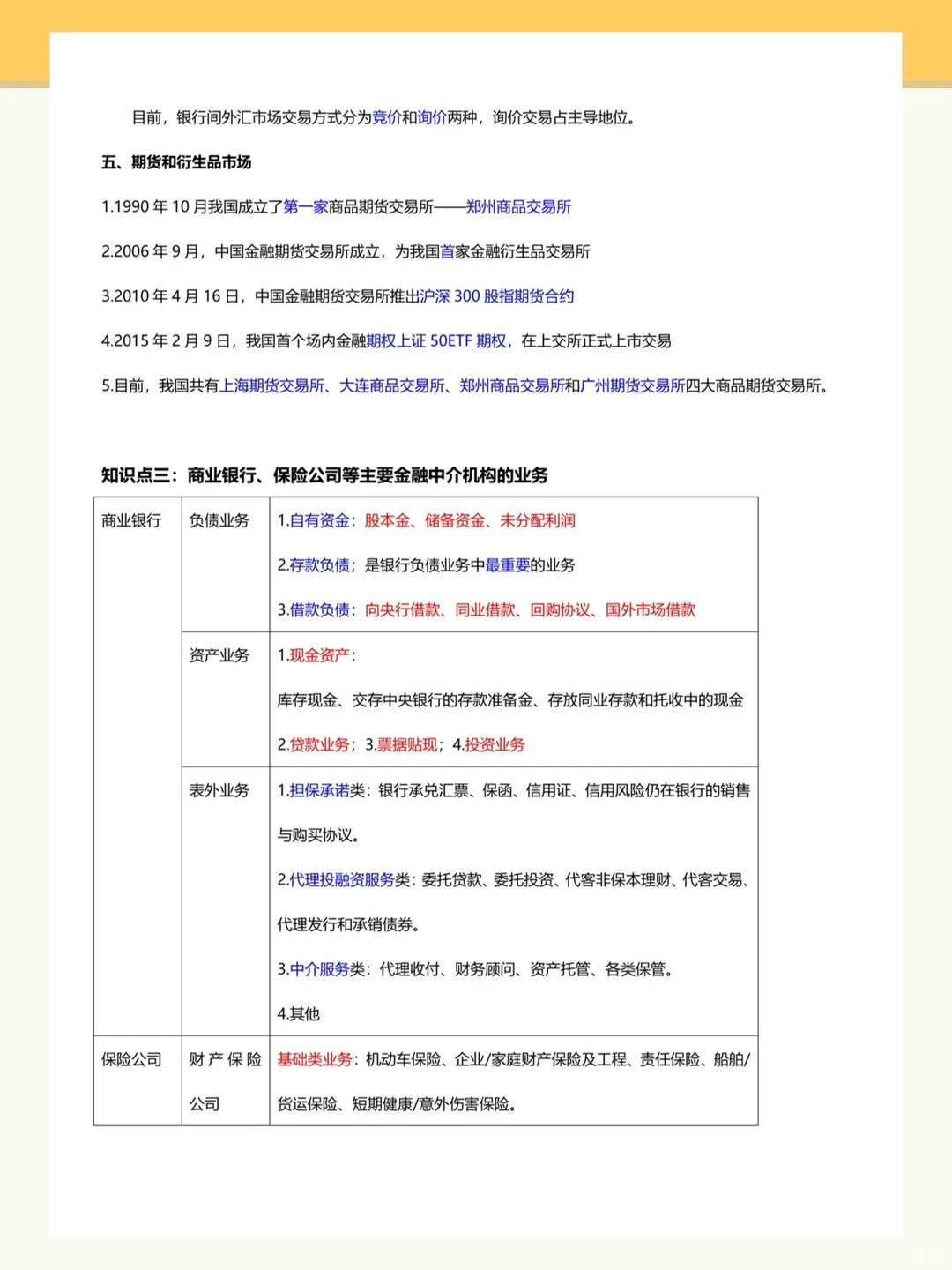 证券从业资格金融市场基础知识精选三色笔记