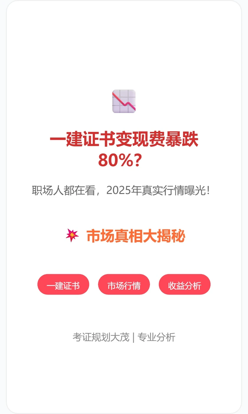 一建证书变现费暴跌80%？真实行情曝光！