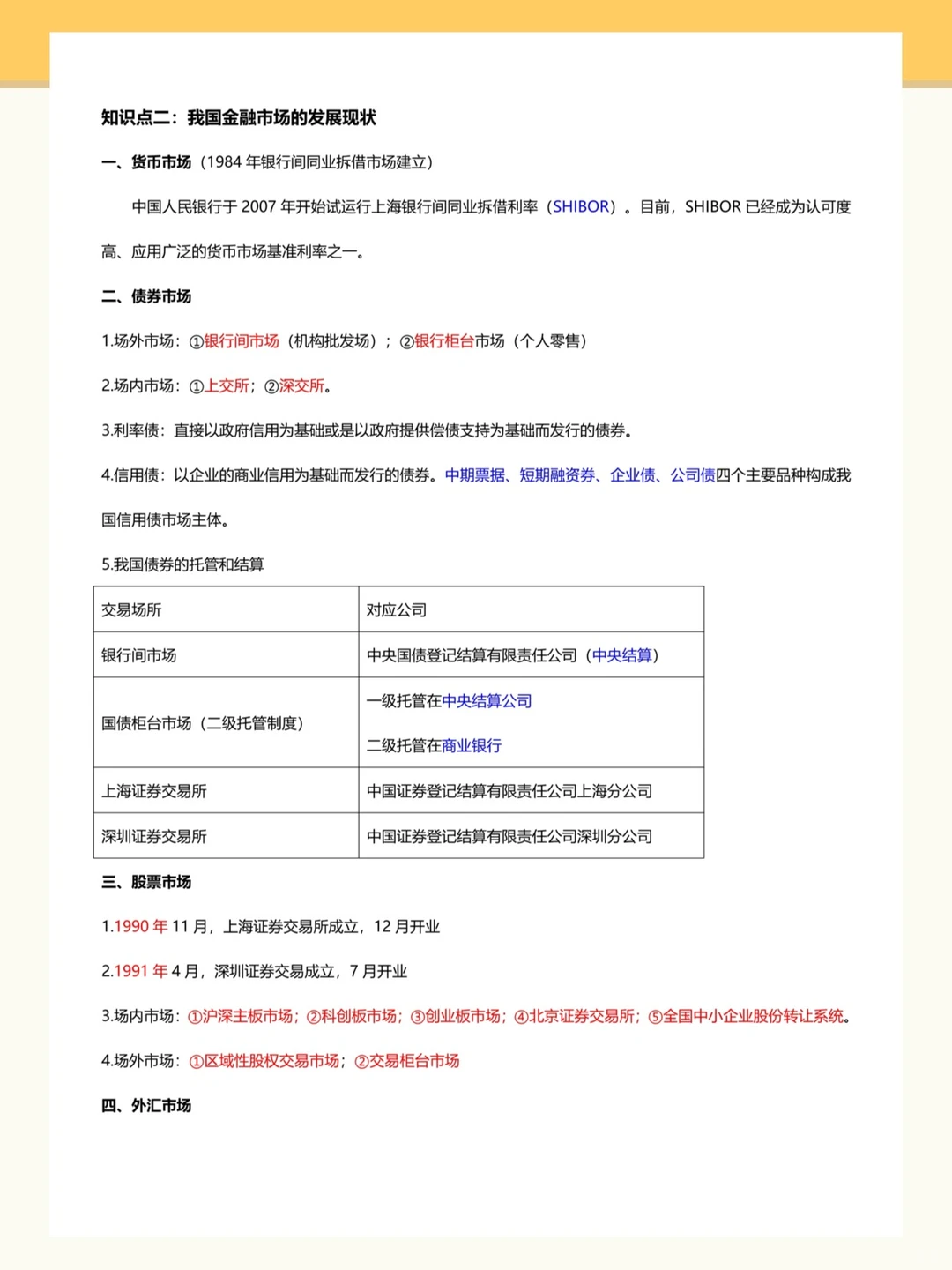证券从业资格金融市场基础知识精选三色笔记