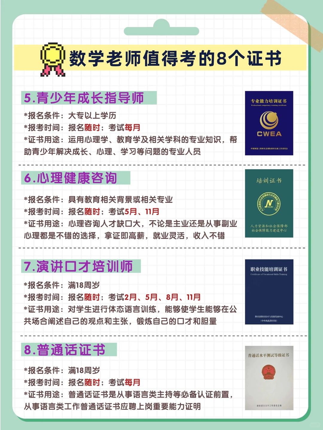 快收藏‼️数学老师值得卡的8个证书