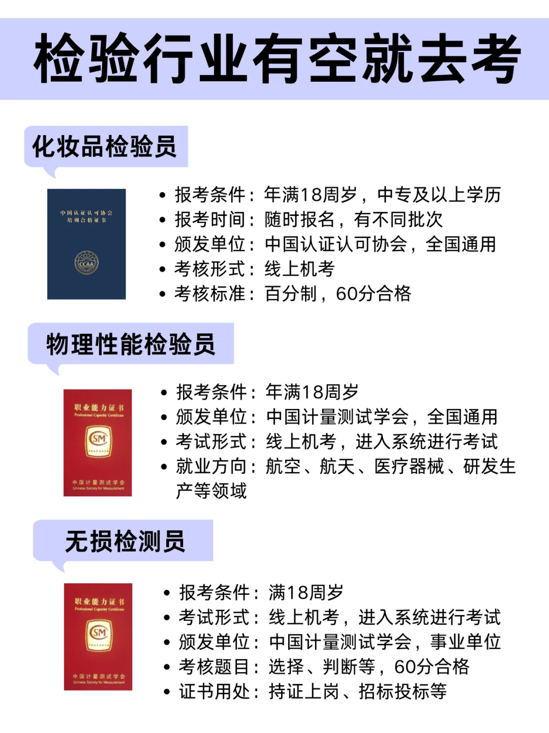 都去考❗️检验行业这几个证考了很吃香🔥