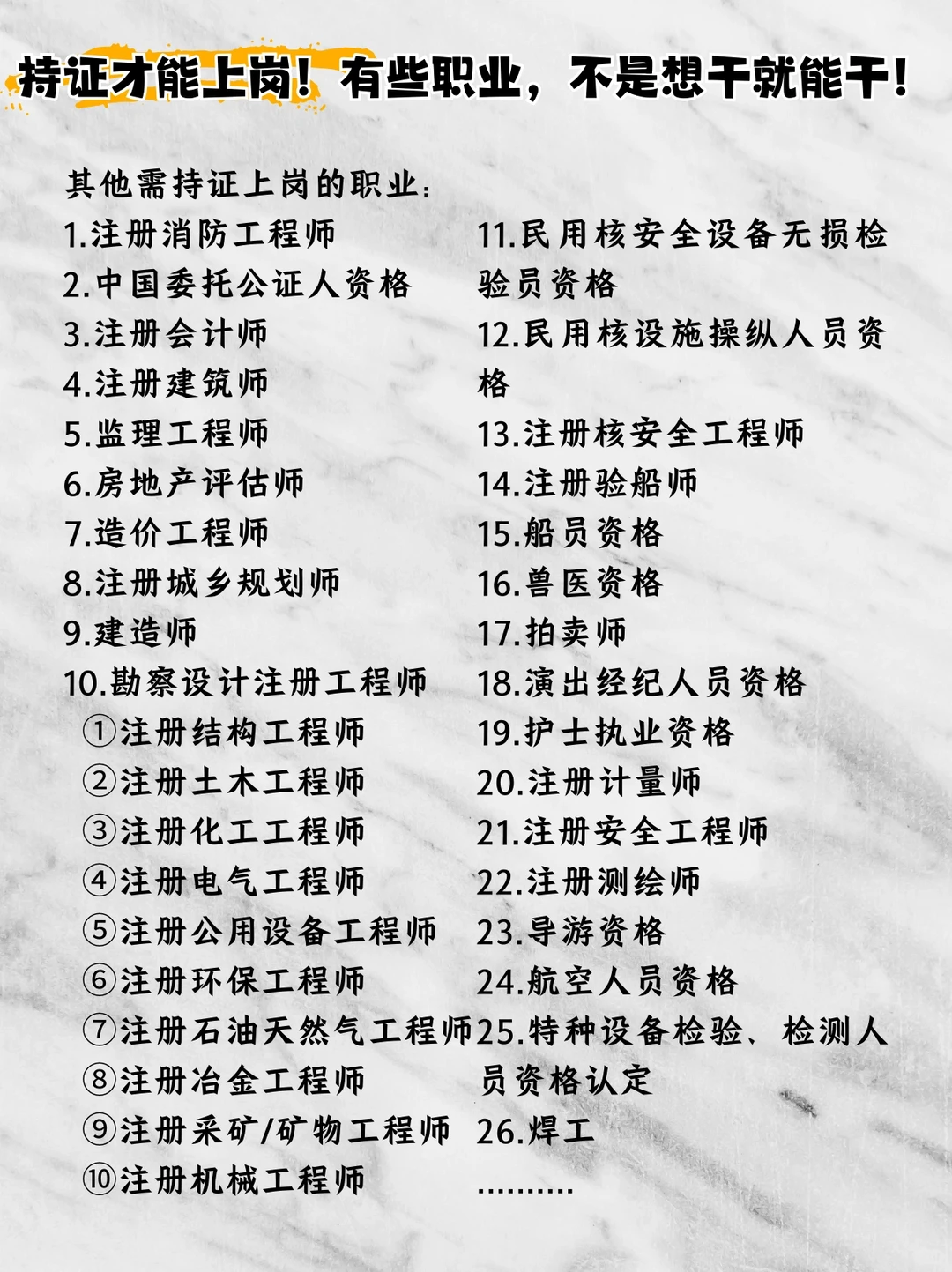 🔍盘点需要持证上岗的职业！你知道多少？