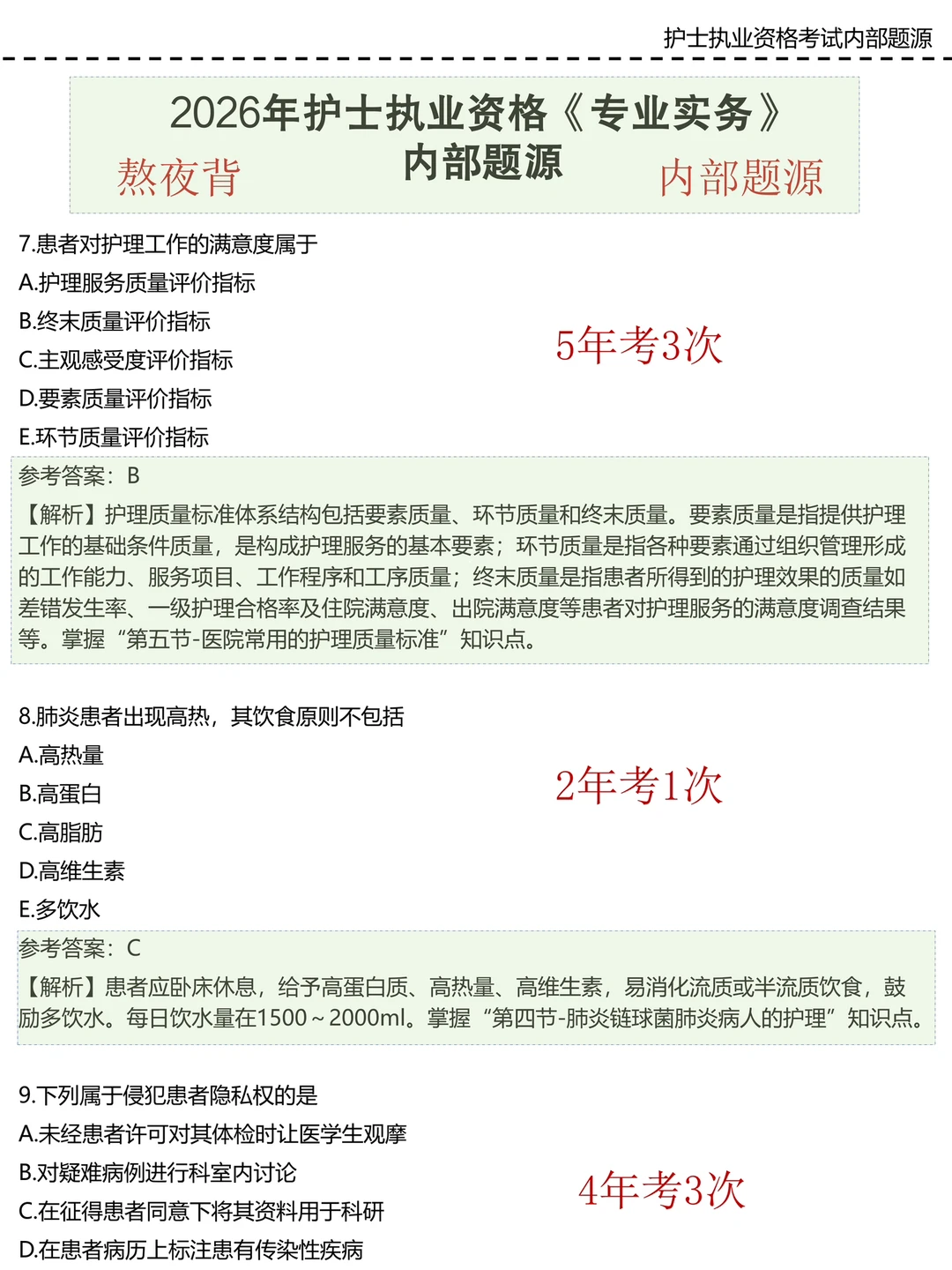 护士资格证 反正就这500题 熬夜背吧！重复率