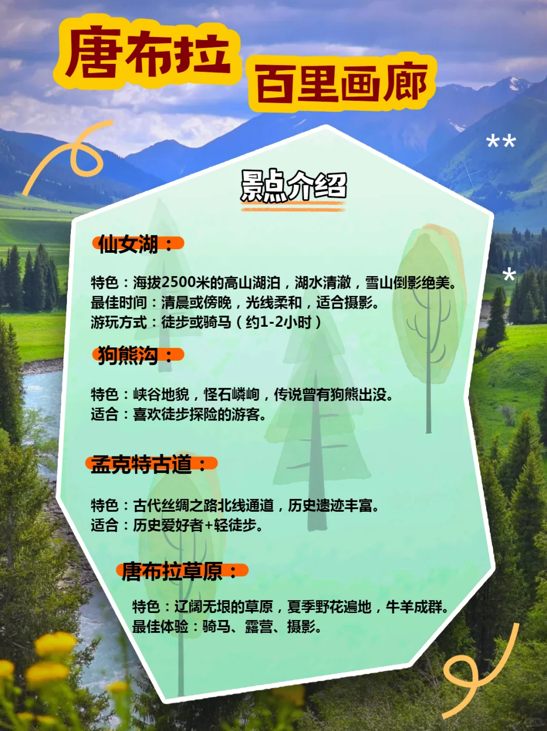 唐布拉百里画廊|独库公路必打卡的伊犁美景