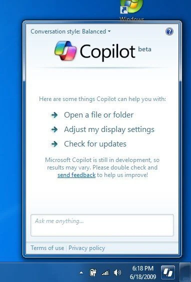 在XP系统下运行的微软AI 助手Copilot