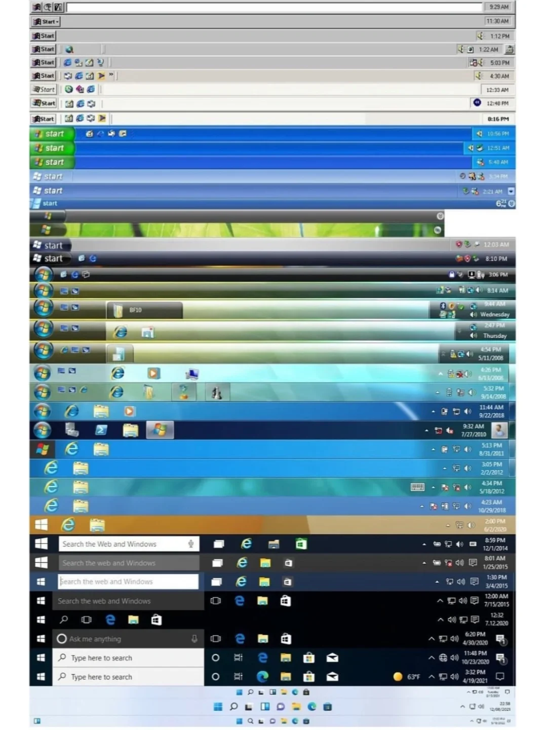 Windows历代+Mac OS历代+Windows历代任务栏