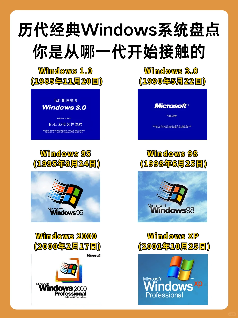 盘点历代经典Windows系统