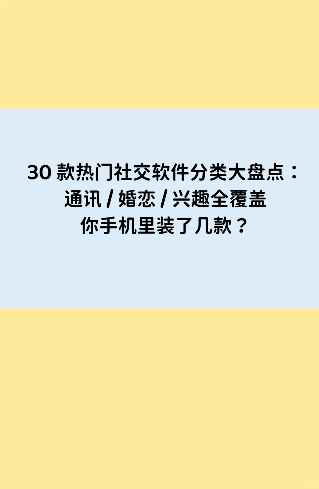 社交软件 30 款分类盘：你手机里占几款？