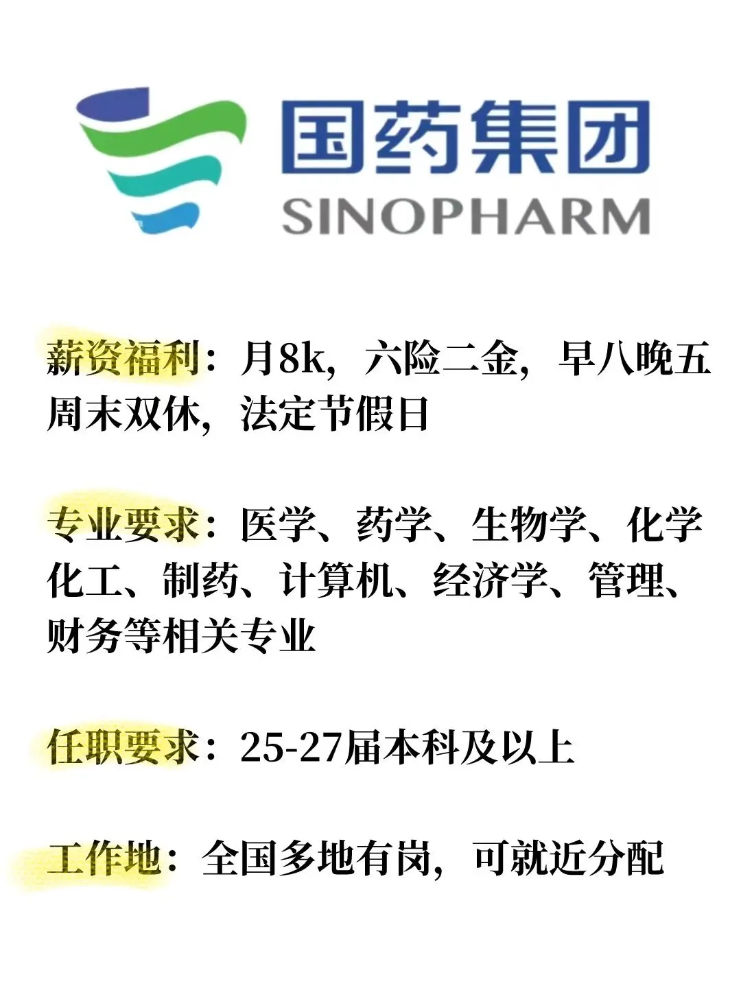 央企中国医药集团这么缺人？