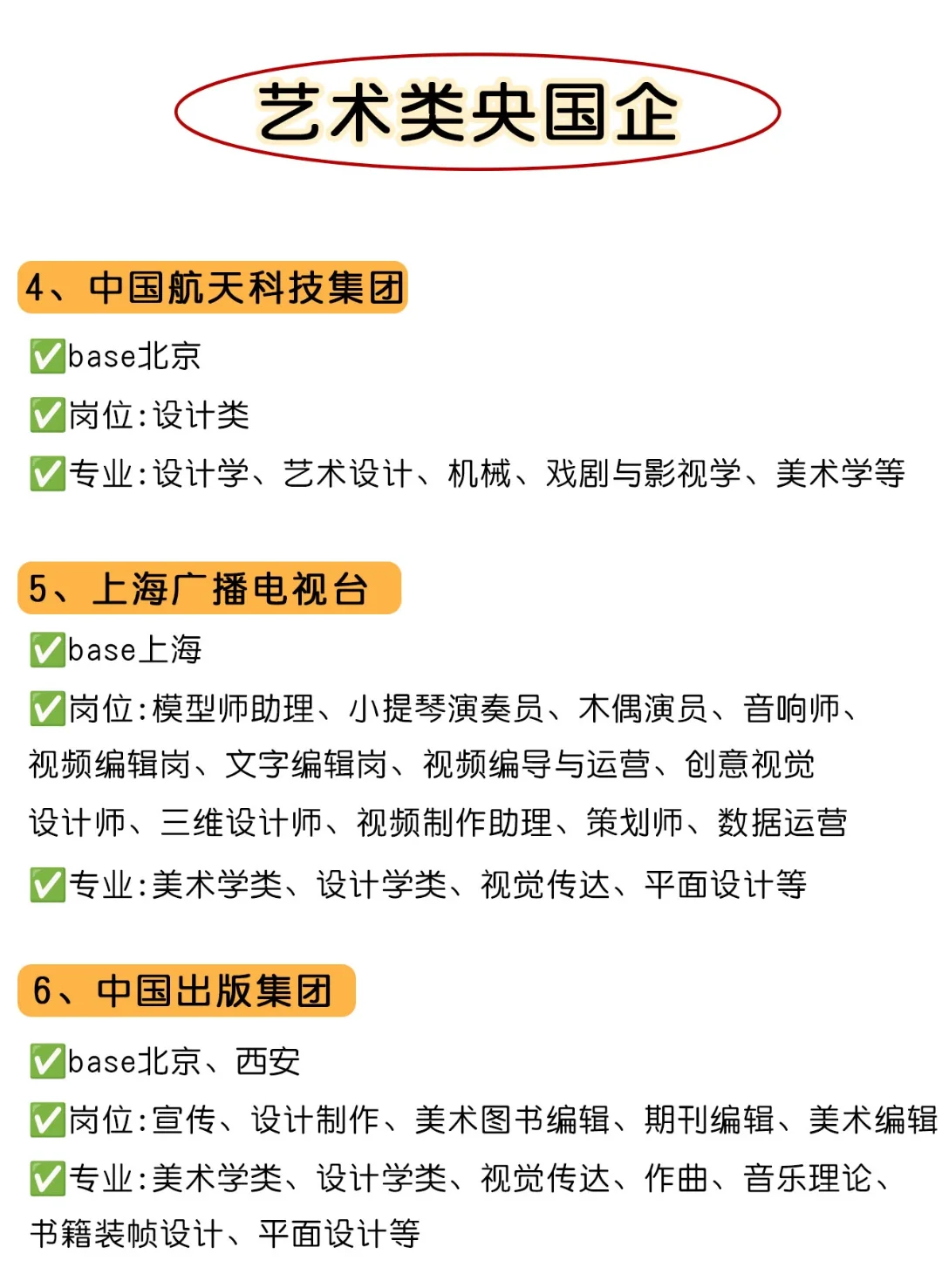 艺术类专业闭眼冲的央国企