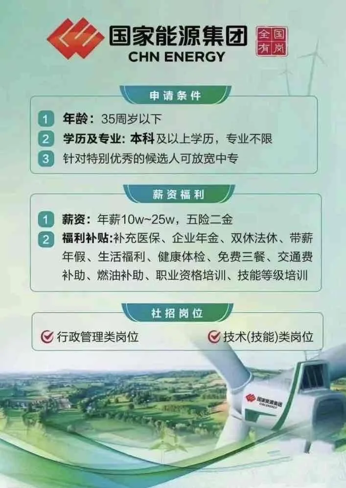 国家能源集团急招大学生，竞争小，早早投