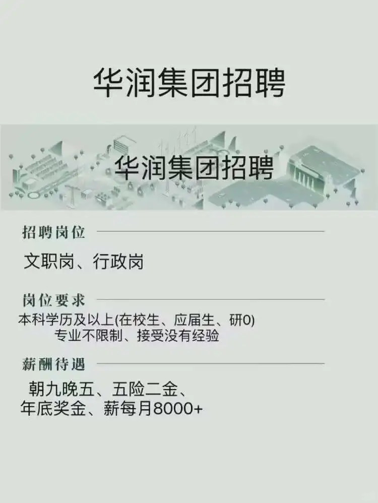 华润集团，正式工不辞不退！投了就?️！！华润